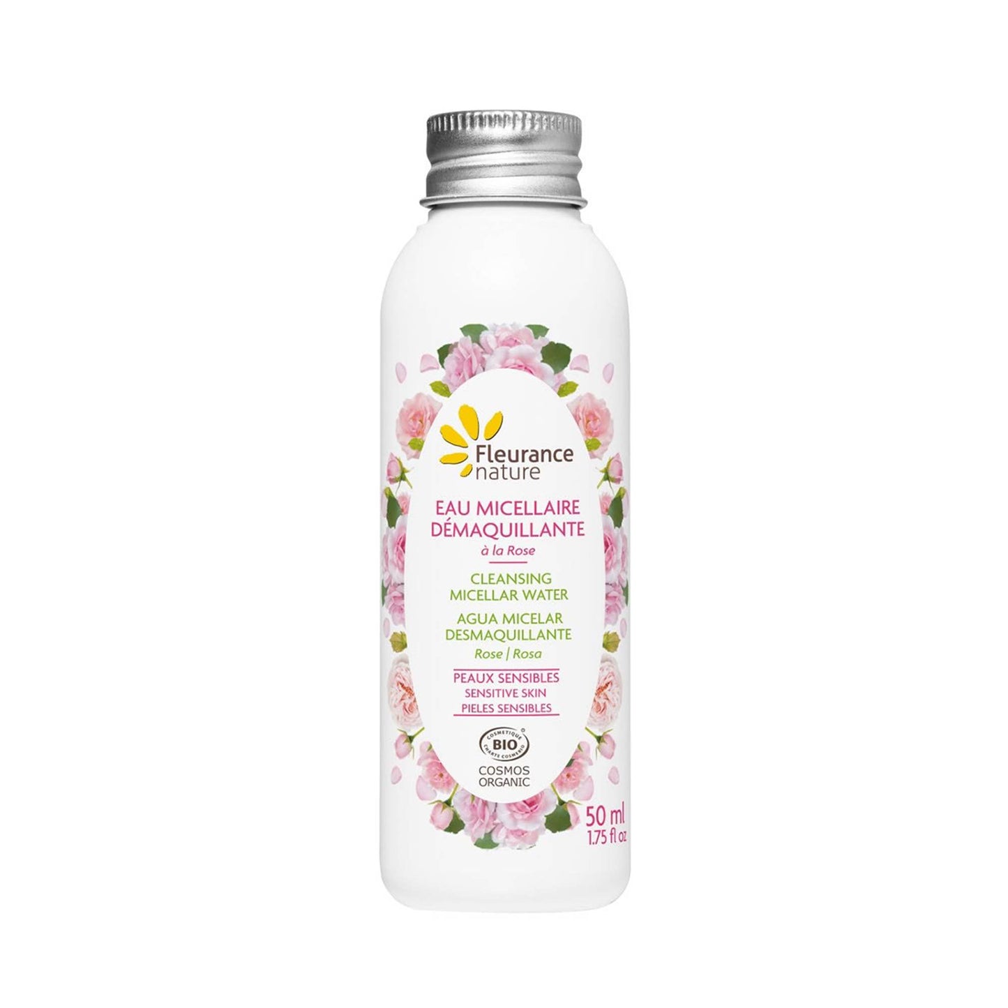 EAU MICELLAIRE DEMAQUILLANTE ROSE FORMAT VOYAGE BIO 50ml