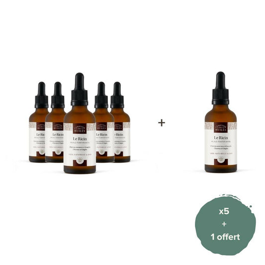 Lot 5 + 1 - Huile de Ricin Bio - Soin cheveux